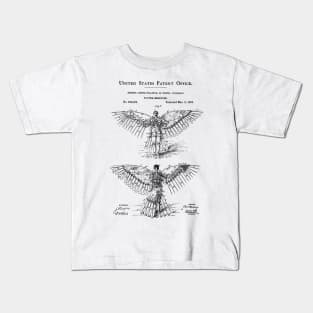 Flying Machine Patent Black Kids T-Shirt